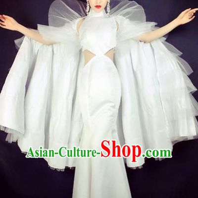 Brazilian Carnival Parade Costumes Halloween Catwalks White Dress for Women