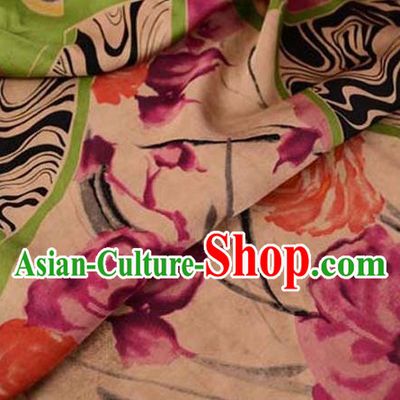 Asian Gambiered Guangdong Gauze Material Chinese Traditional Pattern Silk Design Brocade Fabric