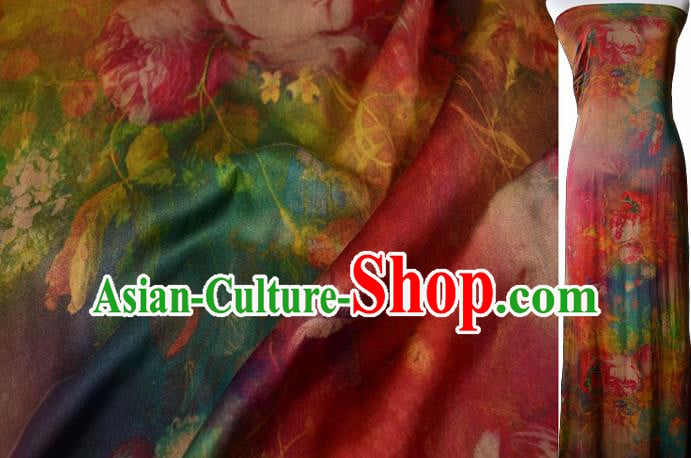 Asian Printing Red Gambiered Guangdong Gauze Material Chinese Traditional Pattern Silk Design Brocade Fabric Asian Printing Red Gambiered Guangdong Gauze Material Chinese Traditional Pattern Silk Design Brocade Fabric