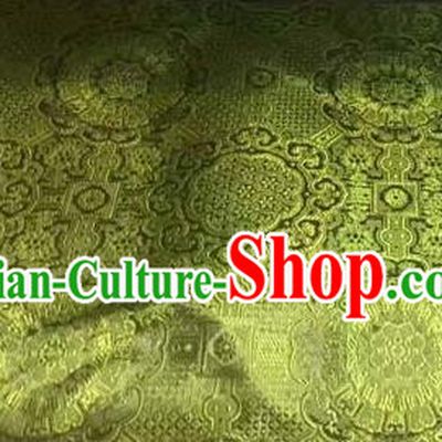 Asian Chinese Tang Suit Material Traditional Pattern Design Olive Green Brocade Silk Fabric