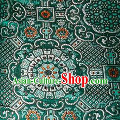 Asian Chinese Tang Suit Material Traditional Pattern Design Deep Green Brocade Silk Fabric