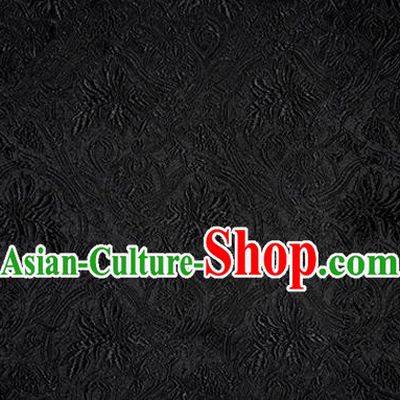 Asian Chinese Tang Suit Satin Material Traditional Grape Pattern Design Black Brocade Silk Fabric