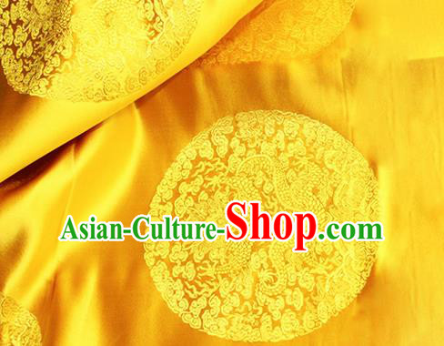 Asian Chinese Tang Suit Satin Material Traditional Dragons Pattern Design Golden Brocade Silk Fabric Asian Chinese Tang Suit Satin Material Traditional Dragons Pattern Design Golden Brocade Silk Fabric