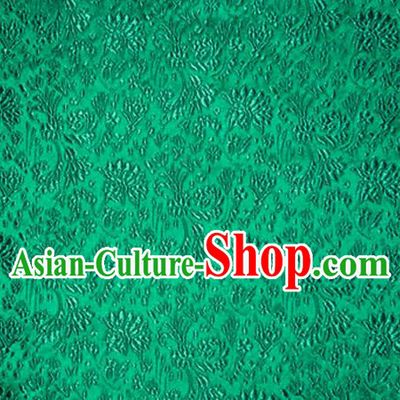Asian Chinese Tang Suit Material Traditional Cockscomb Pattern Design Green Satin Brocade Silk Fabric