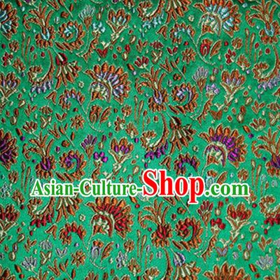 Asian Chinese Tang Suit Material Traditional Cockscomb Pattern Design Deep Green Satin Brocade Silk Fabric