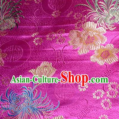 Asian Chinese Tang Suit Material Traditional Chrysanthemum Peony Pattern Design Rosy Satin Brocade Silk Fabric