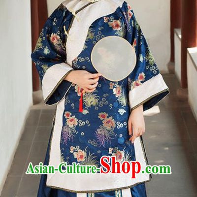 Traditional Chinese Qing Dynasty Landlord Shiva Navy Xiuhe Suits Ancient Drama Nobility Lady Costumes for Women