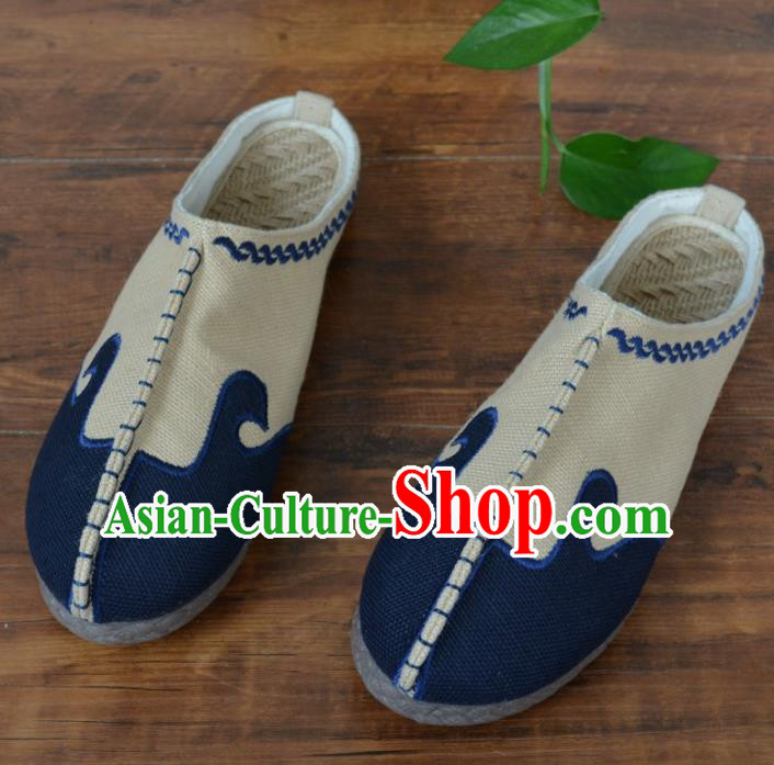 Chinese Traditional Martial Arts Shoes Ancient Shoes Beige Linen Shoes for Men Chinese Traditional Martial Arts Shoes Ancient Shoes Beige Linen Shoes for Men