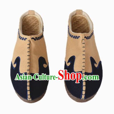 Chinese Traditional Martial Arts Shoes Ancient Shoes Khaki Linen Shoes for Men