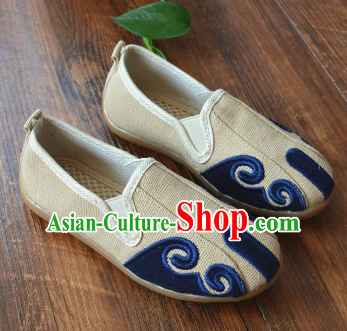 Chinese Traditional Martial Arts Shoes Ancient Beige Linen Shoes Monk Shoes for Men Chinese Traditional Martial Arts Shoes Ancient Beige Linen Shoes Monk Shoes for Men