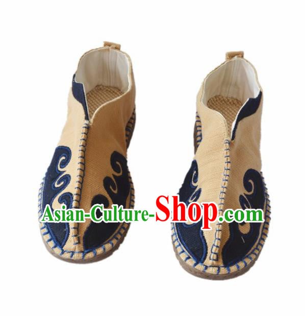 Chinese Traditional Martial Arts Beige Linen Shoes Ancient Shoes Monk Shoes for Men Chinese Traditional Martial Arts Beige Linen Shoes Ancient Shoes Monk Shoes for Men