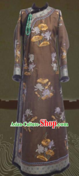 Chinese Ancient Qing Dynasty Manchu Empress Ruyi Embroidered Costumes and Headpiece Complete Set Chinese Ancient Qing Dynasty Manchu Empress Ruyi Embroidered Costumes and Headpiece Complete Set
