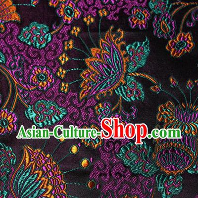 Asian Chinese Tang Suit Black Brocade Material Traditional Palace Pattern Design Satin Silk Fabric