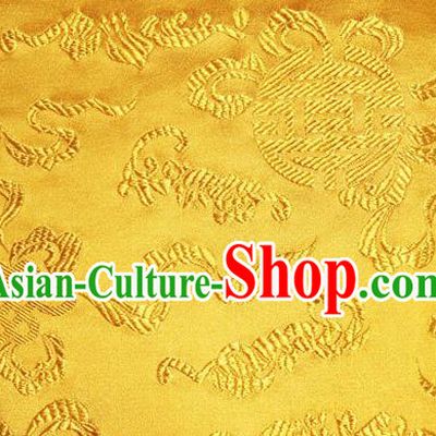 Asian Chinese Tang Suit Silk Fabric Golden Brocade Traditional Cucurbit Pattern Design Satin Material