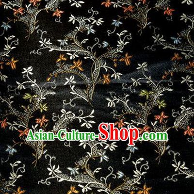 Asian Chinese Tang Suit Brocade Black Silk Fabric Traditional Royal Pattern Design Satin Material