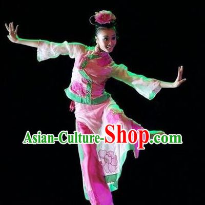 Chinese Traditional Group Dance Costumes Classical Dance Stage Performance Pink Dress for Women