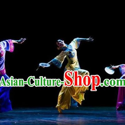 Chinese Traditional Manchu Group Dance Costumes Classical Dance Stage Performance Dress for Women