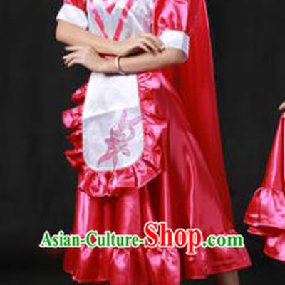 Chinese Traditional Tatar Nationality Classical Dance Costumes Group Dance Stage Performance Dress for Women