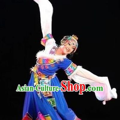 Chinese Traditional Zang Nationality Classical Dance Costumes Group Dance Stage Performance Dress for Women