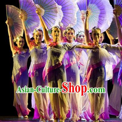 Chinese Traditional Fan Dance Costumes Stage Performance Folk Dance Dress for Women