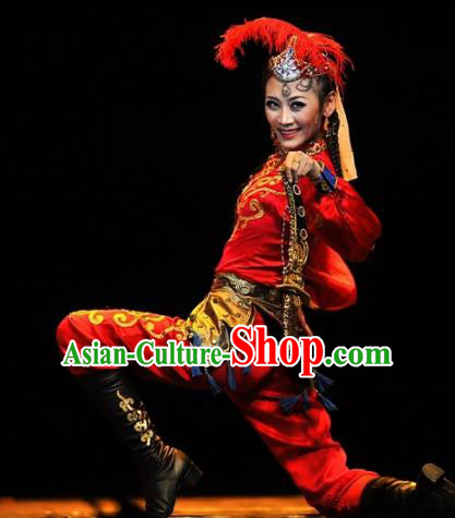 Chinese Traditional Classical Dance Costumes Stage Performance Uyghur Nationality Dance Red Dress for Women Chinese Traditional Classical Dance Costumes Stage Performance Uyghur Nationality Dance Red Dress for Women