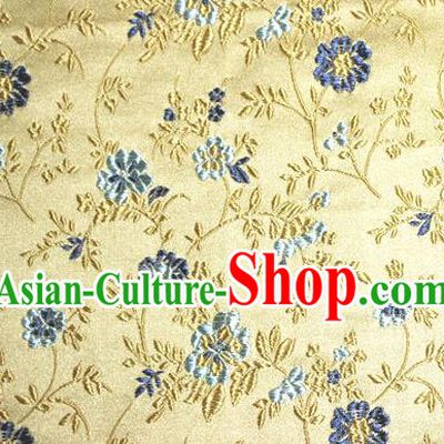 Asian Traditional Royal Flowers Pattern Design Golden Satin Material Chinese Tang Suit Brocade Silk Fabric