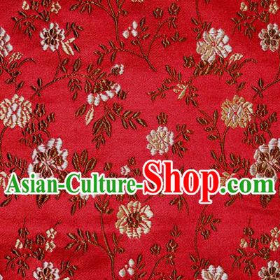 Asian Traditional Royal Flowers Pattern Design Red Satin Material Chinese Tang Suit Brocade Silk Fabric