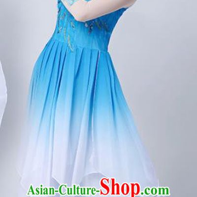Chinese Traditional Classical Dance Costumes Stage Performance Dance Blue Dress for Women