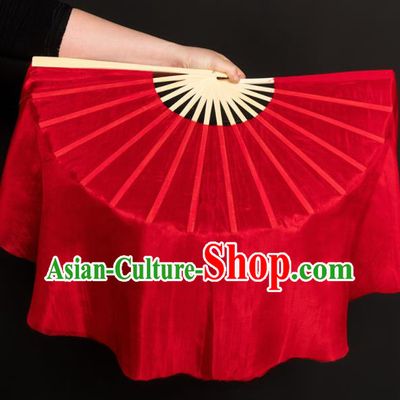 Chinese Traditional Folk Dance Props Red Silk Fans Folding Fans Yangko Fan