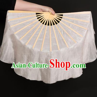 Chinese Traditional Folk Dance Props White Silk Fans Folding Fans Yangko Fan