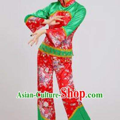 Chinese Traditional Yangko Dance Village Girl Costumes Group Dance Folk Dance Clothing for Women