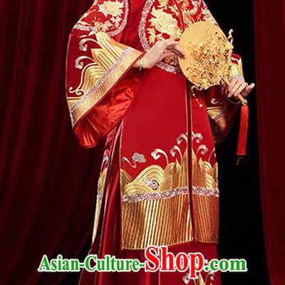 Chinese Traditional Wedding Red Xiuhe Suits Ancient Bride Toast Embroidered Costumes for Women