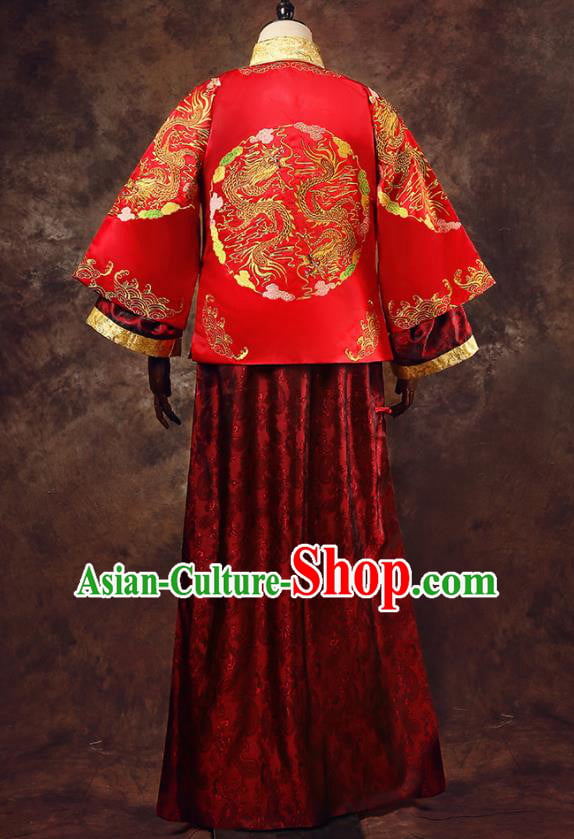 Chinese Ancient Traditional Wedding Costumes Bridegroom Embroidered Tang Suit Red Gown for Men Chinese Ancient Traditional Wedding Costumes Bridegroom Embroidered Tang Suit Red Gown for Men