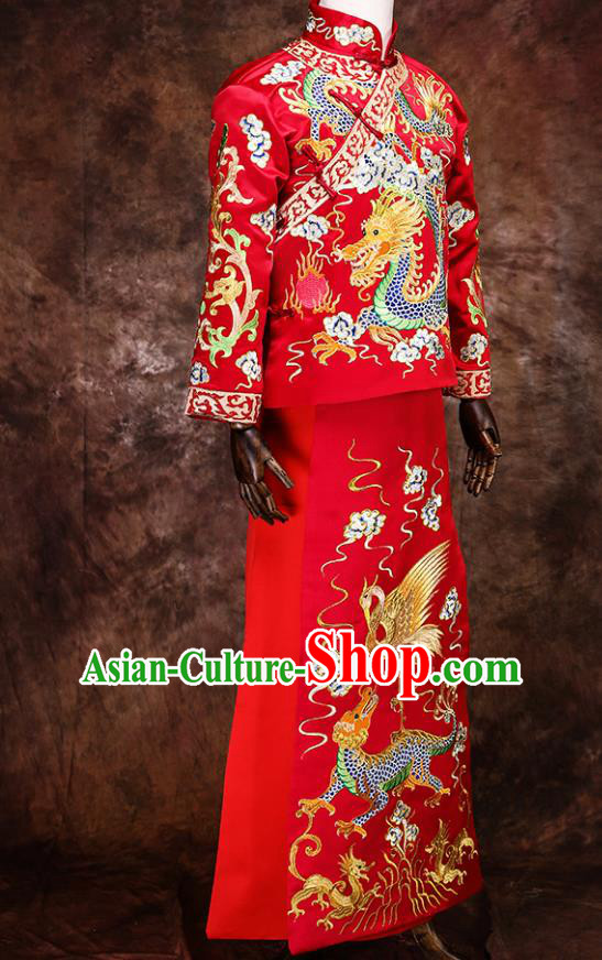 Chinese Traditional Wedding Costumes Mandarin Jacket Ancient Bridegroom Tang Suit Robe for Men Chinese Traditional Wedding Costumes Mandarin Jacket Ancient Bridegroom Tang Suit Robe for Men
