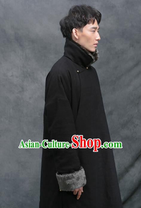 Chinese Traditional Tang Suit Costumes National Cotton Padded Long Gown Overcoat for Men Chinese Traditional Tang Suit Costumes National Cotton Padded Long Gown Overcoat for Men