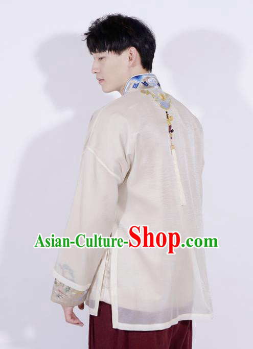 Chinese Traditional Tang Suit Costumes National Embroidered Overcoat for Men Chinese Traditional Tang Suit Costumes National Embroidered Overcoat for Men