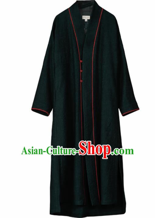 Chinese Traditional Tang Suit Costumes National Green Coat Overcoat for Men