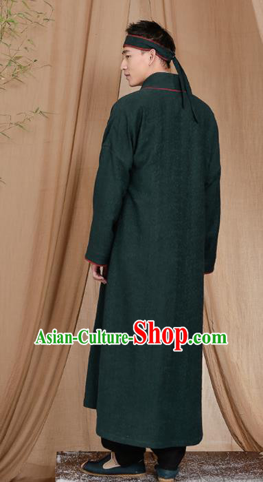 Chinese Traditional Tang Suit Costumes National Green Coat Overcoat for Men