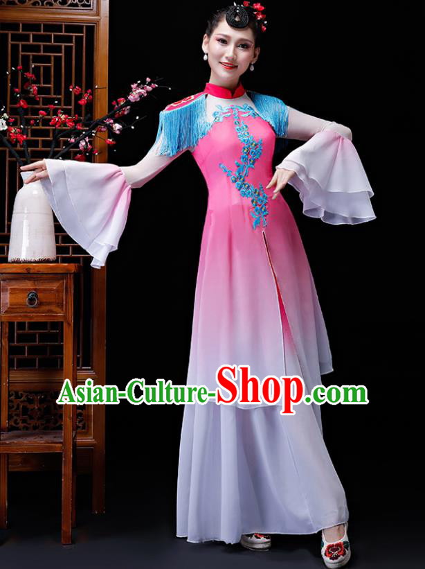 Chinese Traditional Classical Dance Costumes Umbrella Dance Group Dance Pink Dress for Women Chinese Traditional Classical Dance Costumes Umbrella Dance Group Dance Pink Dress for Women