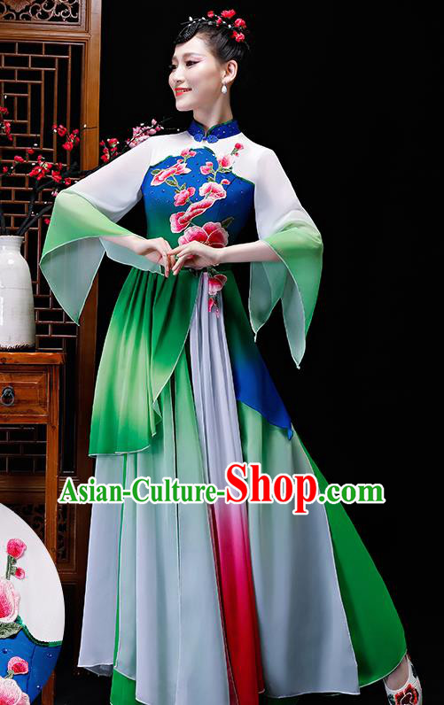 Chinese Traditional Classical Dance Costumes Umbrella Dance Group Dance Green Dress for Women Chinese Traditional Classical Dance Costumes Umbrella Dance Group Dance Green Dress for Women