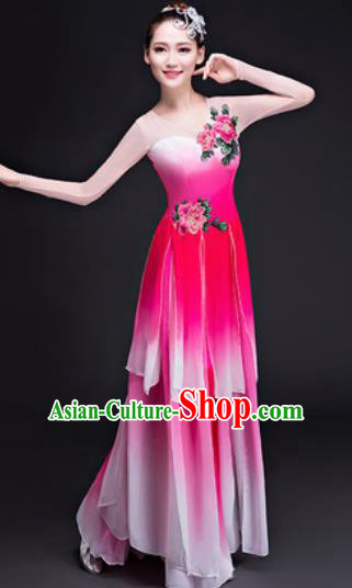 Chinese Traditional Umbrella Dance Costumes Classical Dance Lotus Dance Rosy Dress for Women Chinese Traditional Umbrella Dance Costumes Classical Dance Lotus Dance Rosy Dress for Women