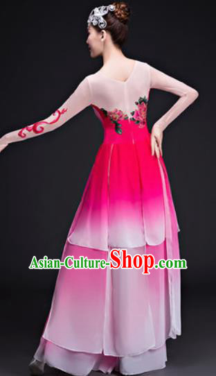 Chinese Traditional Umbrella Dance Costumes Classical Dance Lotus Dance Rosy Dress for Women Chinese Traditional Umbrella Dance Costumes Classical Dance Lotus Dance Rosy Dress for Women