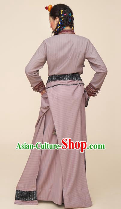 Traditional Chinese Zang Nationality Dance Costumes Ethnic Folk Dance Tibetan Robe for Women Traditional Chinese Zang Nationality Dance Costumes Ethnic Folk Dance Tibetan Robe for Women