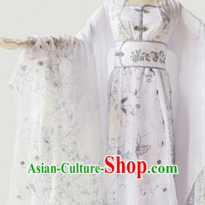 Traditional Chinese Tang Dynasty Aristocratic Lady Costumes Ancient Cosplay Princess White Hanfu Dress for Women