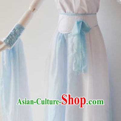 Traditional Chinese Han Dynasty Aristocratic Lady Costumes Ancient Cosplay Swordswoman White Hanfu Dress for Women