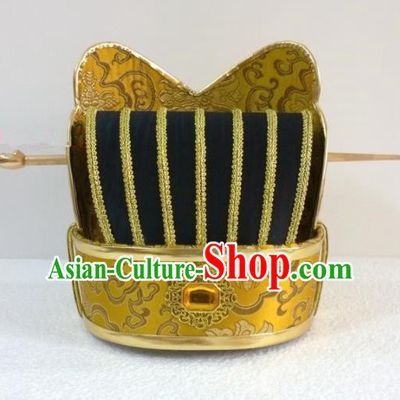 Chinese Ancient Minister Hair Accessories Han Dynasty Prime Minister Hat Headwear for Men