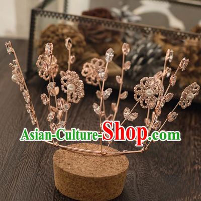 Top Grade Handmade Wedding Hair Accessories Bride Crystal Royal Crown Headwear for Women
