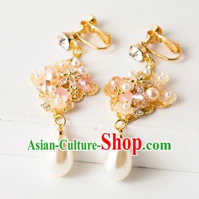 Handmade Wedding Ear Accessories Top Grade Bride Hanfu Pearls Tassel Earrings for Women