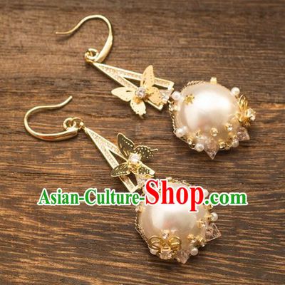 Handmade Wedding Ear Accessories Top Grade Bride Hanfu Pearls Earrings for Women