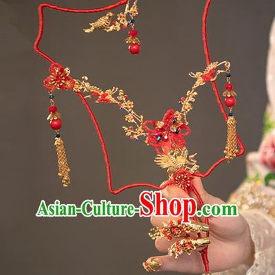 Chinese Ancient Wedding Accessories Bride Red Palace Fans Round Fan for Women